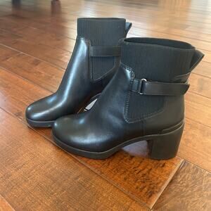 ABEO women's black metropolis strap leather chunky sole boots size 7M